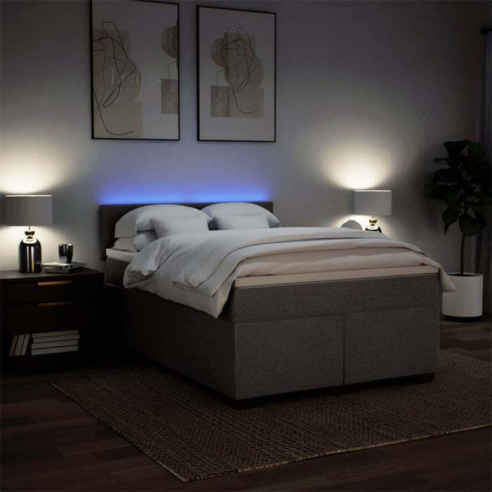 Pat box spring cu saltea, gri taupe, 140x200 cm, textil - WALTI WALTI