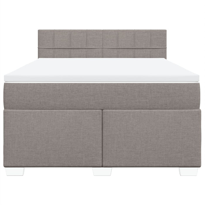 Pat box spring cu saltea, gri taupe, 140x200 cm, textil - WALTI WALTI