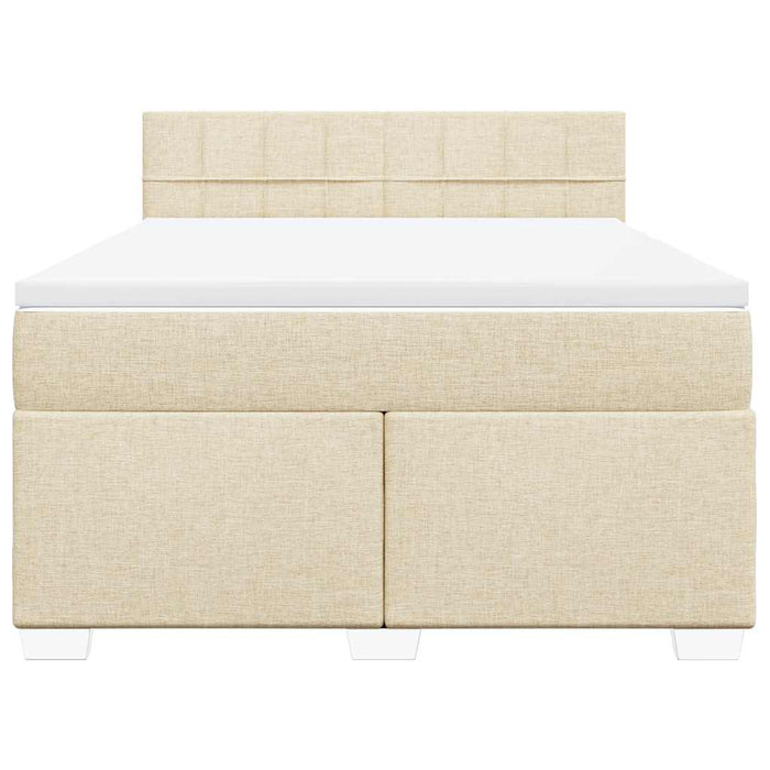 Pat box spring cu saltea, crem, 140x200 cm, textil - WALTI WALTI