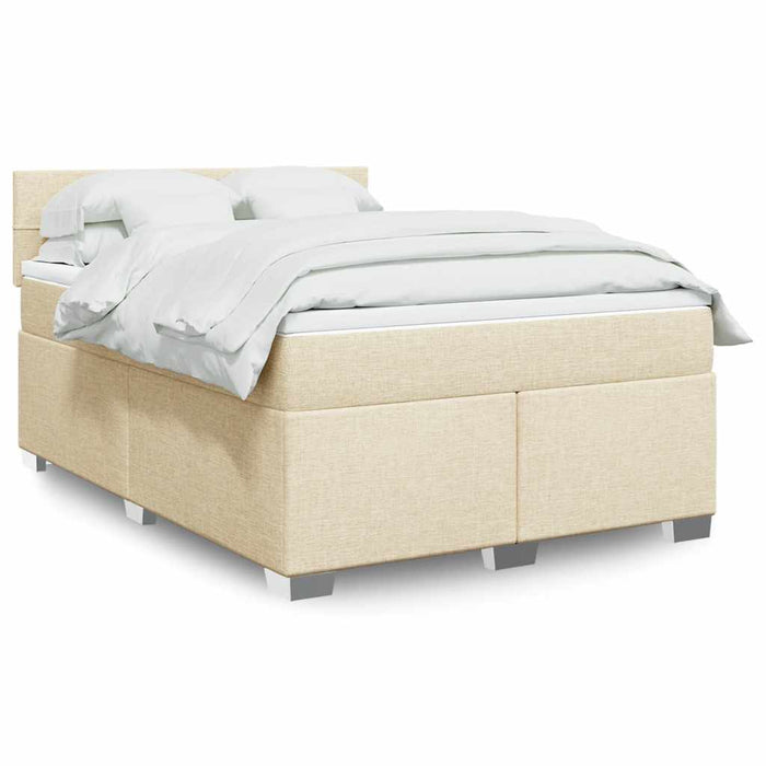 Pat box spring cu saltea, crem, 140x200 cm, textil - WALTI WALTI