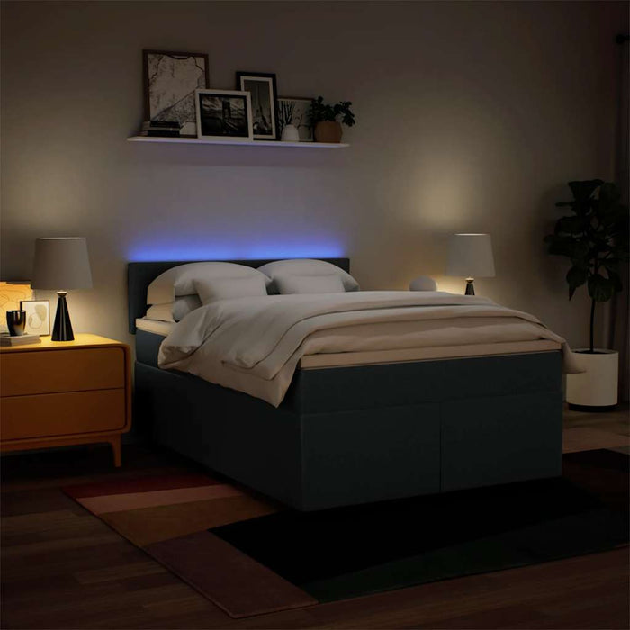 Pat box spring cu saltea, albastru, 140x200 cm, textil - WALTI WALTI