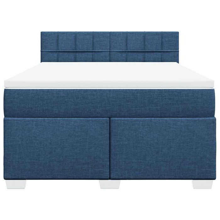 Pat box spring cu saltea, albastru, 140x200 cm, textil - WALTI WALTI