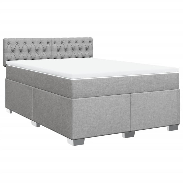 Pat box spring cu saltea, gri deschis, 140x190 cm, textil - WALTI WALTI