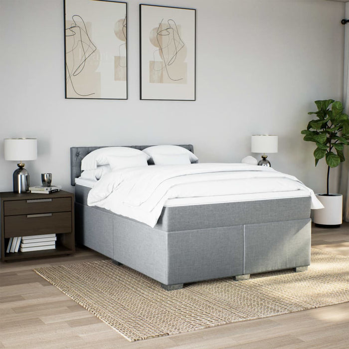 Pat box spring cu saltea, gri deschis, 140x190 cm, textil - WALTI WALTI