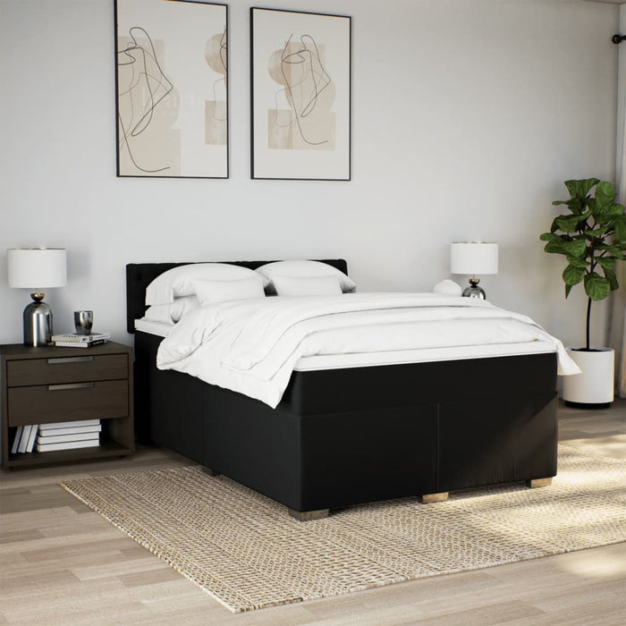Pat box spring cu saltea, negru, 140x190 cm, textil - WALTI WALTI