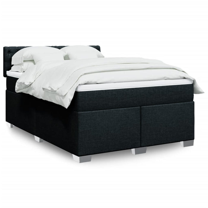Pat box spring cu saltea, negru, 140x190 cm, textil - WALTI WALTI