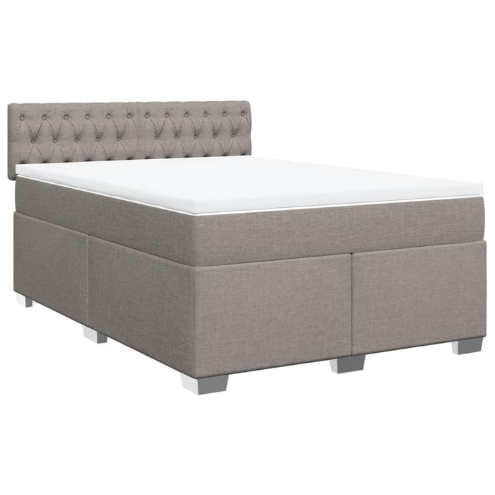Pat box spring cu saltea, gri taupe, 140x200 cm, textil - WALTI WALTI
