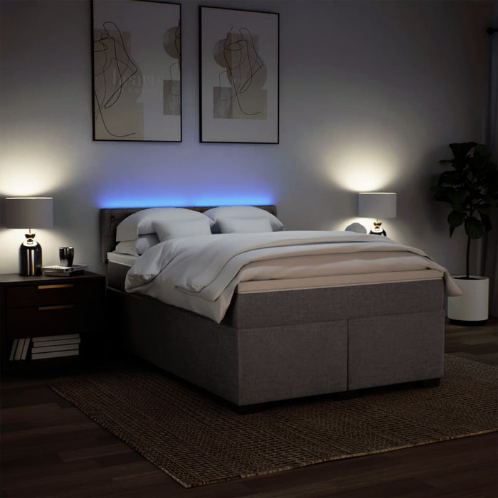 Pat box spring cu saltea, gri taupe, 140x200 cm, textil - WALTI WALTI
