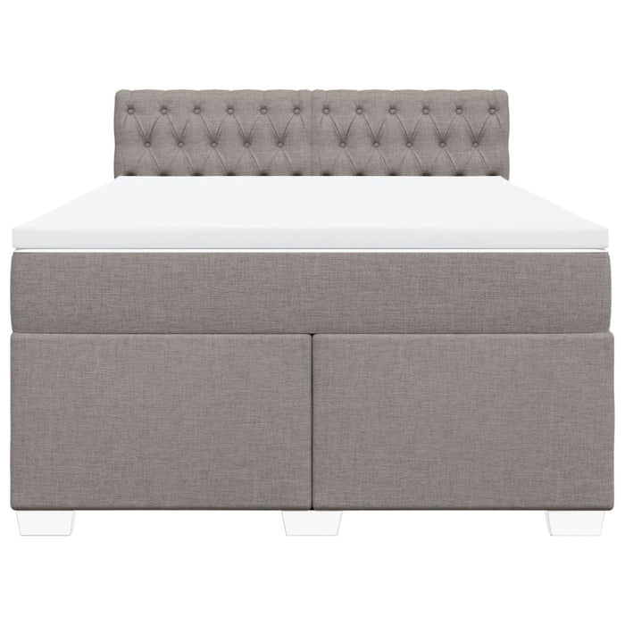 Pat box spring cu saltea, gri taupe, 140x200 cm, textil - WALTI WALTI