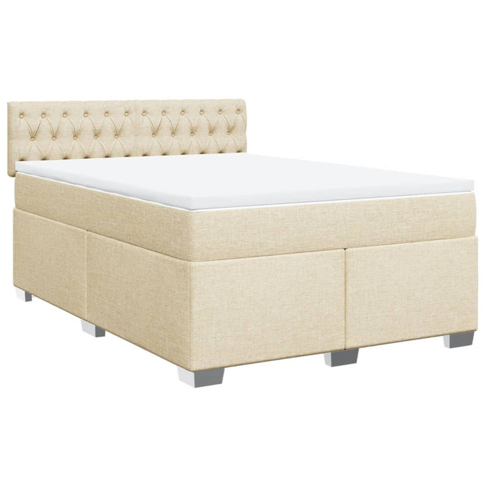 Pat box spring cu saltea, crem, 140x200 cm, textil - WALTI WALTI