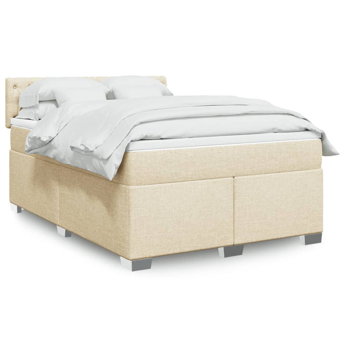 Pat box spring cu saltea, crem, 140x200 cm, textil - WALTI WALTI