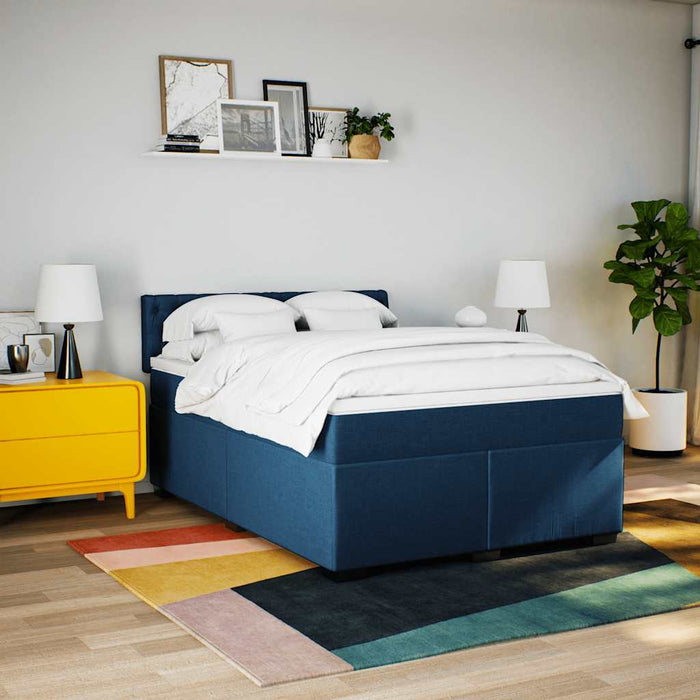 Pat box spring cu saltea, albastru, 140x200 cm, textil - WALTI WALTI