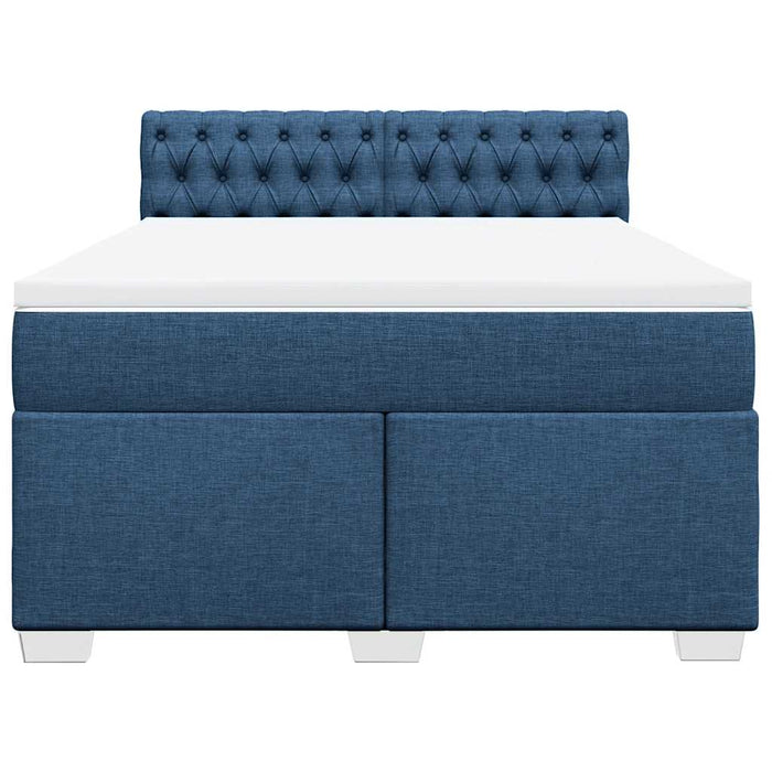 Pat box spring cu saltea, albastru, 140x200 cm, textil - WALTI WALTI