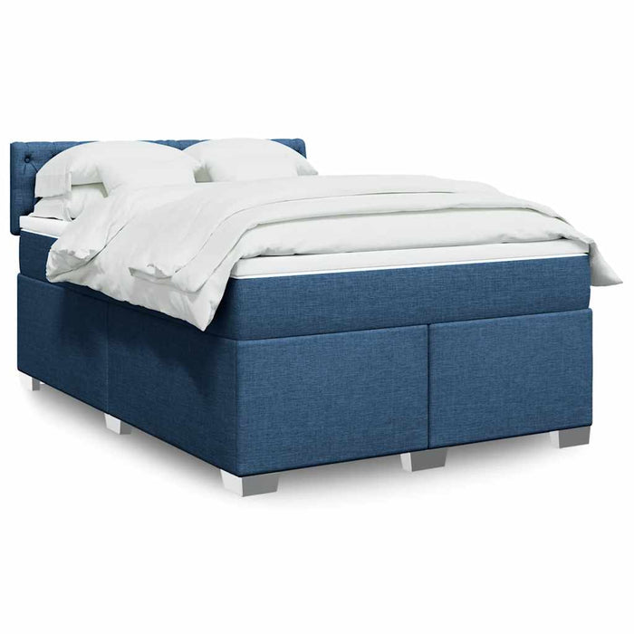 Pat box spring cu saltea, albastru, 140x200 cm, textil - WALTI WALTI