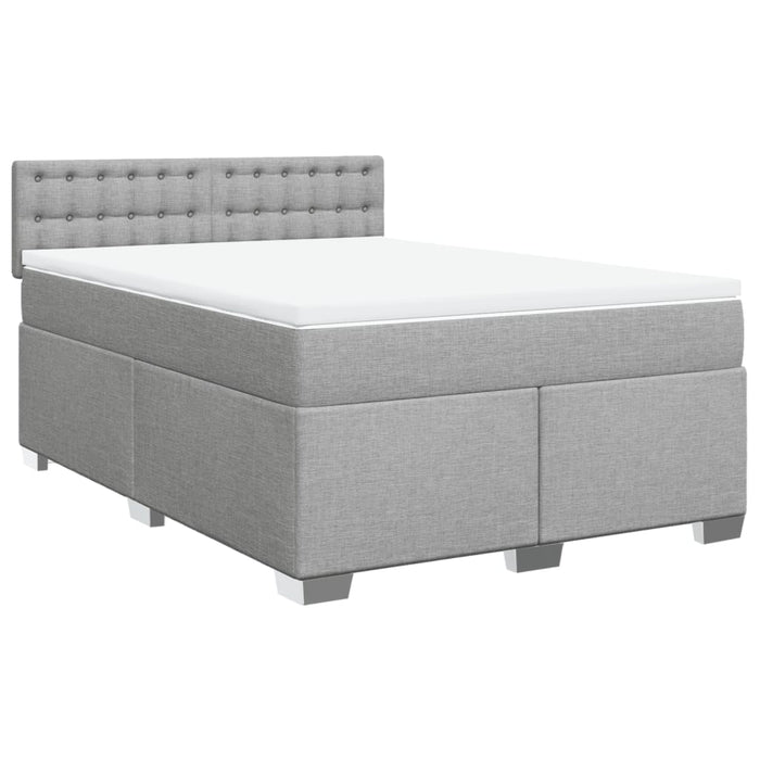 Pat box spring cu saltea, gri deschis, 140x190 cm, textil - WALTI WALTI