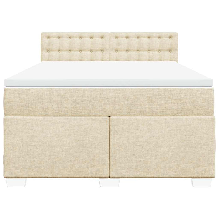 Pat box spring cu saltea, crem, 140x200 cm, textil - WALTI WALTI