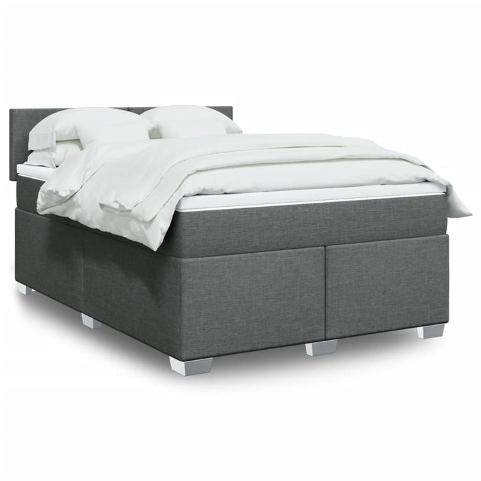 Pat box spring cu saltea, gri închis, 140x200 cm, textil - WALTI WALTI