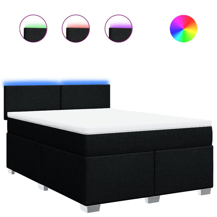 Pat box spring cu saltea, negru, 140x200 cm, textil - WALTI WALTI