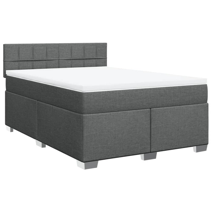 Pat box spring cu saltea, gri închis, 140x200 cm, textil - WALTI WALTI
