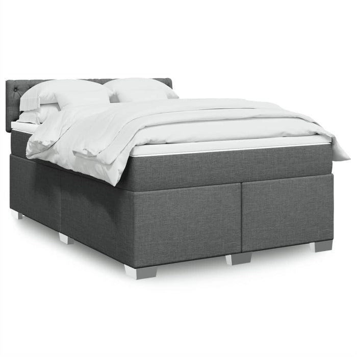 Pat box spring cu saltea, gri închis, 140x200 cm, textil - WALTI WALTI