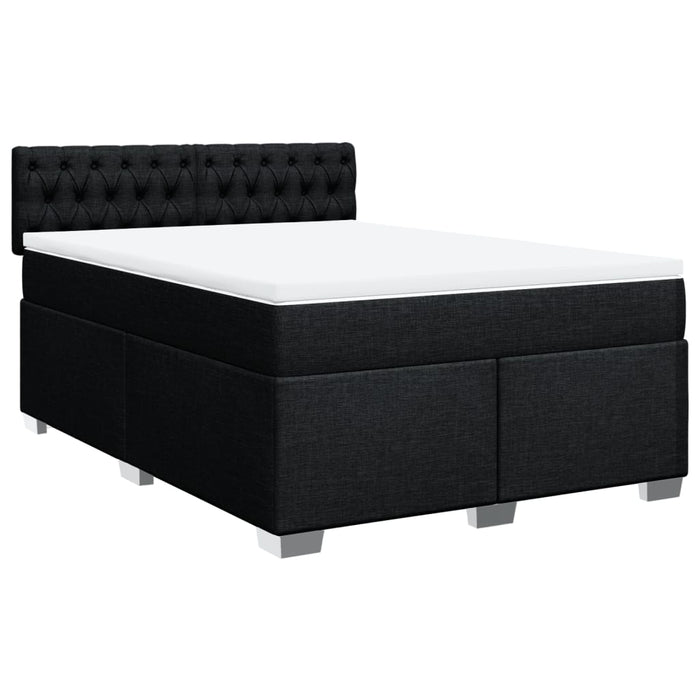 Pat box spring cu saltea, negru, 140x200 cm, textil - WALTI WALTI