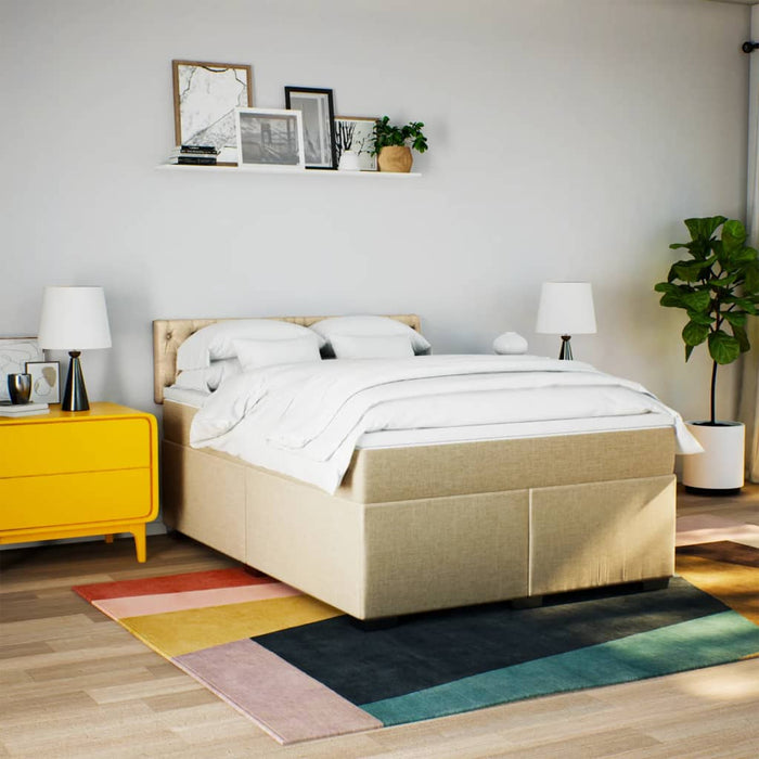 Pat continental cu saltea, crem, 140x200 cm, material textil - WALTI WALTI
