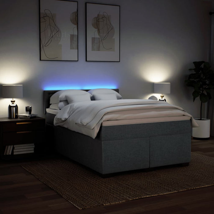 Pat box spring cu saltea, gri închis, 140x200 cm, textil - WALTI WALTI
