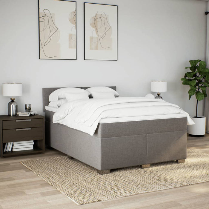 Pat box spring cu saltea, gri taupe, 160x200 cm material textil - WALTI WALTI