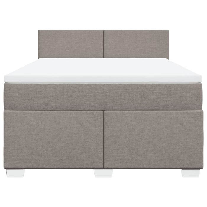 Pat box spring cu saltea, gri taupe, 160x200 cm material textil - WALTI WALTI