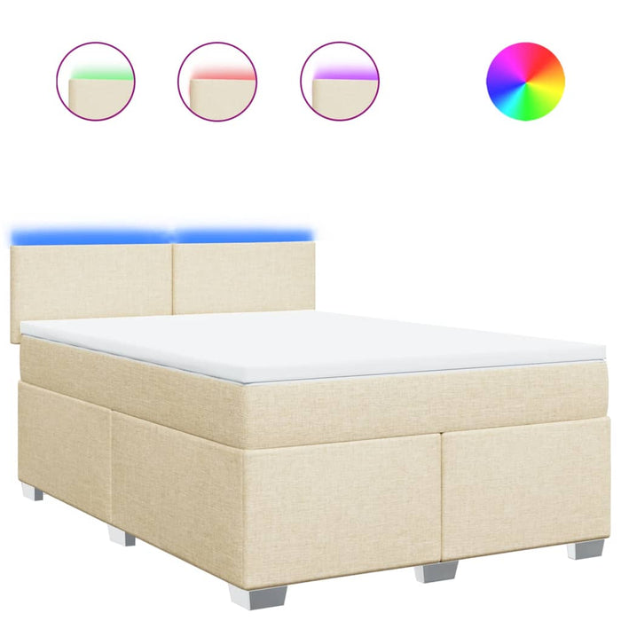 Pat box spring cu saltea, crem, 160x200 cm, material textil - WALTI WALTI