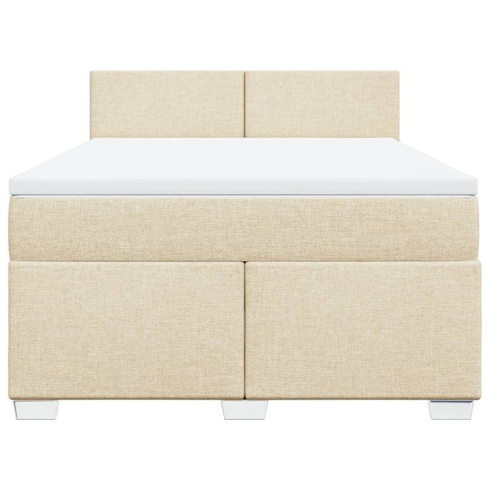Pat box spring cu saltea, crem, 160x200 cm, material textil - WALTI WALTI