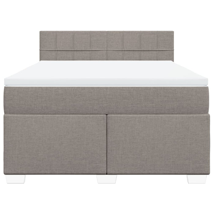 Pat box spring cu saltea, gri taupe, 160x200 cm material textil - WALTI WALTI