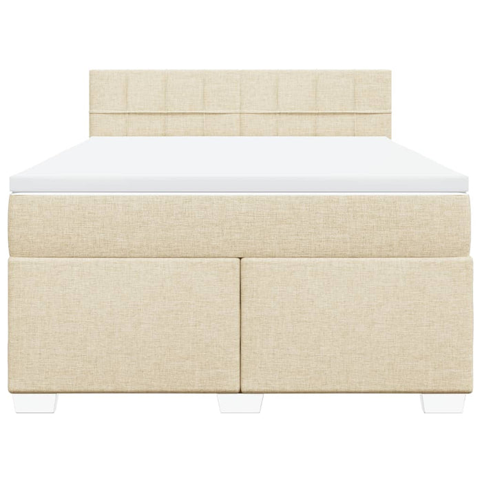 Pat box spring cu saltea, crem, 160x200 cm, material textil - WALTI WALTI