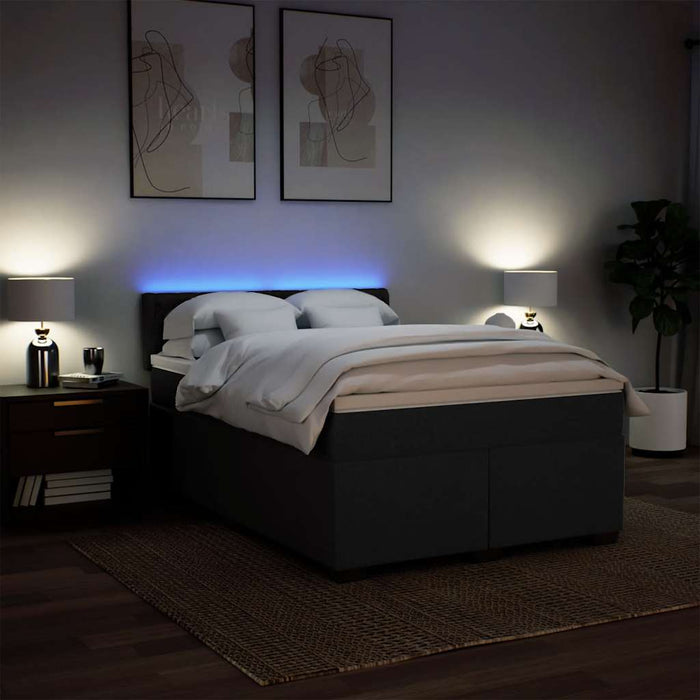 Pat box spring cu saltea, negru, 160x200 cm, textil - WALTI WALTI