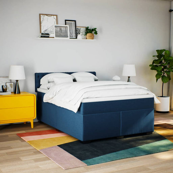 Pat continental cu saltea, albastru, 160x200cm, material textil - WALTI WALTI