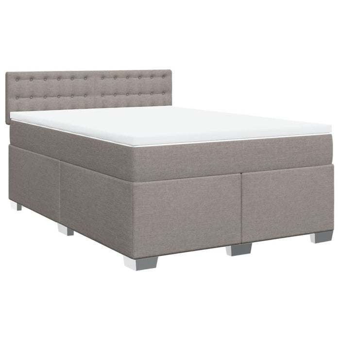 Pat box spring cu saltea, gri taupe, 160x200 cm material textil - WALTI WALTI