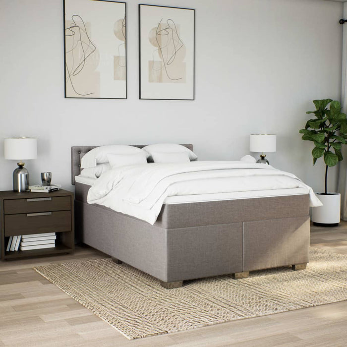 Pat box spring cu saltea, gri taupe, 160x200 cm material textil - WALTI WALTI