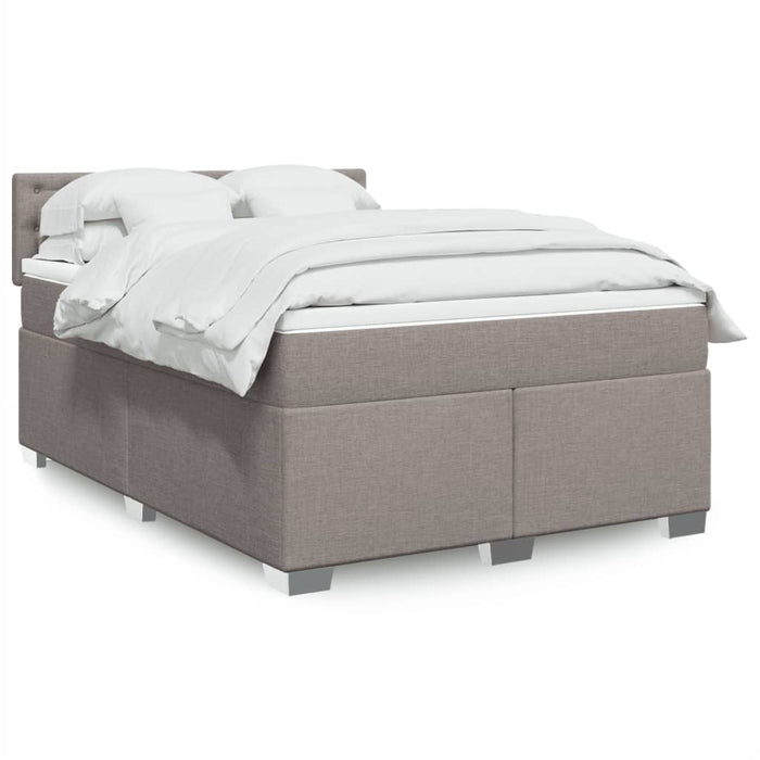 Pat box spring cu saltea, gri taupe, 160x200 cm material textil - WALTI WALTI
