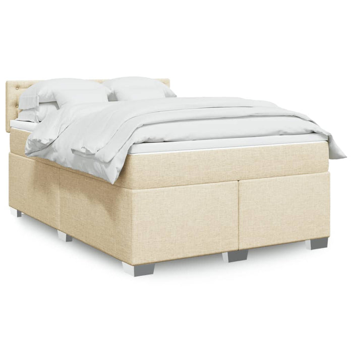 Pat box spring cu saltea, crem, 160x200 cm, material textil - WALTI WALTI