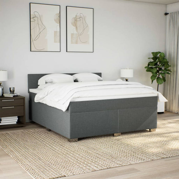Pat box spring cu saltea, gri închis, 180x200 cm, textil - WALTI WALTI