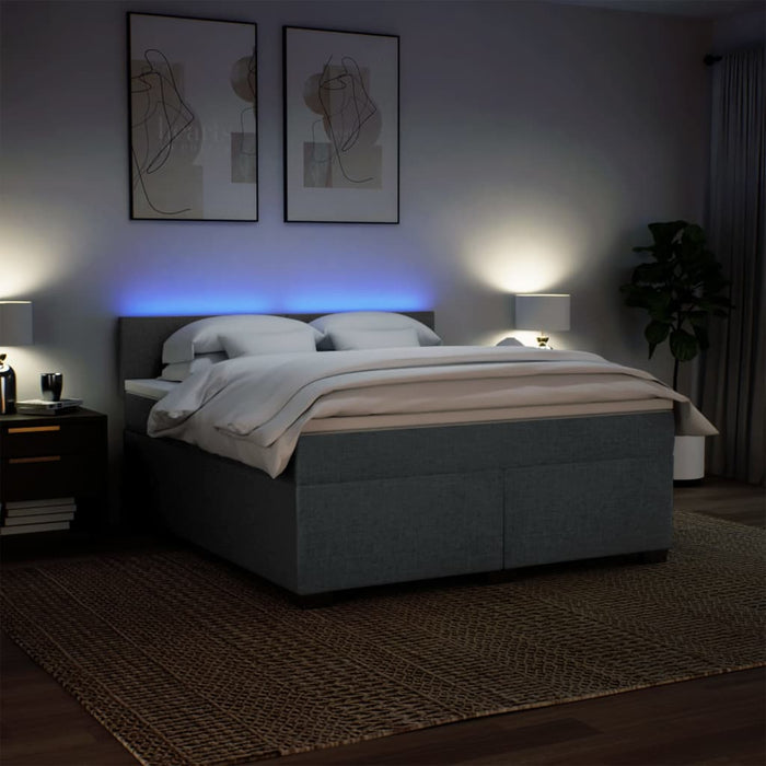 Pat box spring cu saltea, gri închis, 180x200 cm, textil - WALTI WALTI