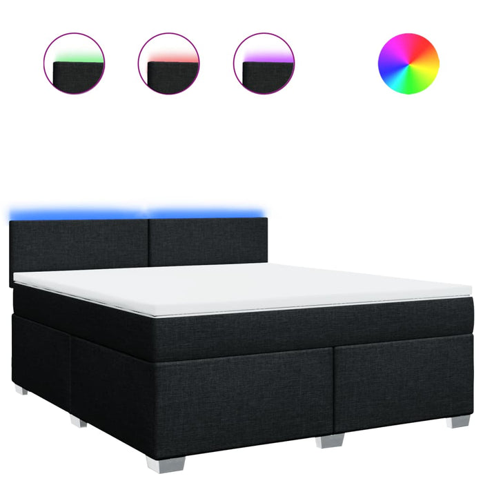 Pat box spring cu saltea, negru, 180x200 cm, catifea WALTI