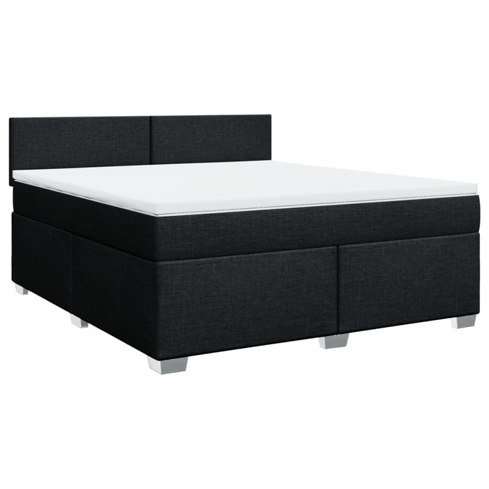 Pat box spring cu saltea, negru, 180x200 cm, catifea WALTI