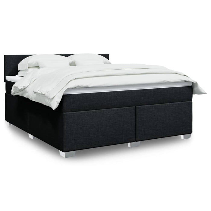 Pat box spring cu saltea, negru, 180x200 cm, catifea WALTI