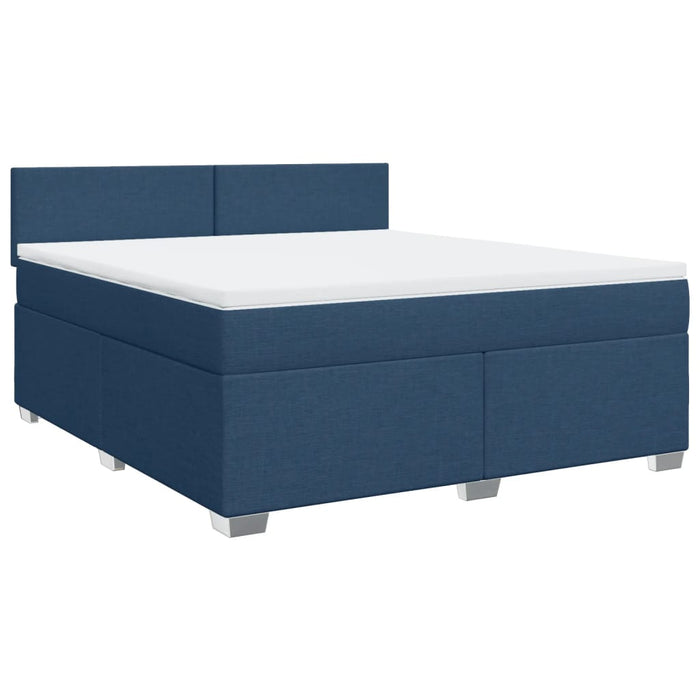 Pat box spring cu saltea, albastru, 180x200 cm, material textil - WALTI WALTI