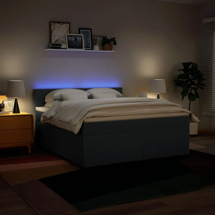 Pat box spring cu saltea, albastru, 180x200 cm, material textil - WALTI WALTI