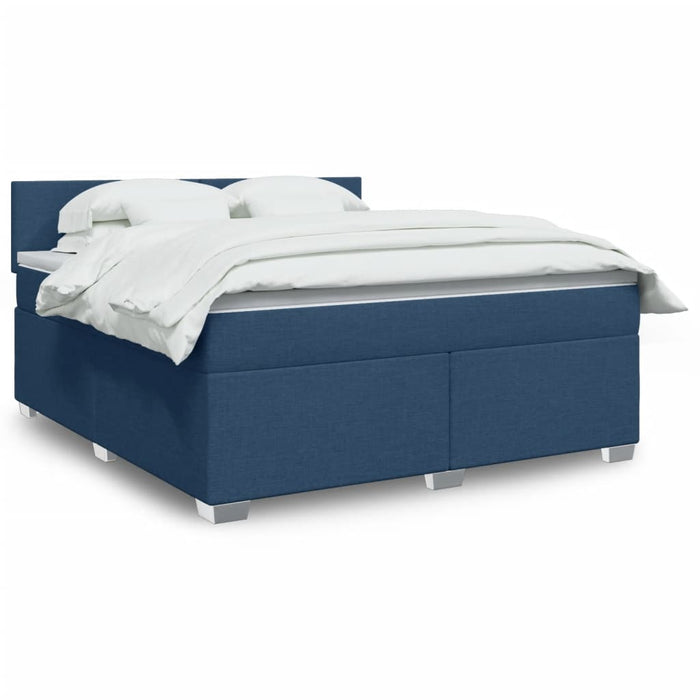 Pat box spring cu saltea, albastru, 180x200 cm, material textil - WALTI WALTI