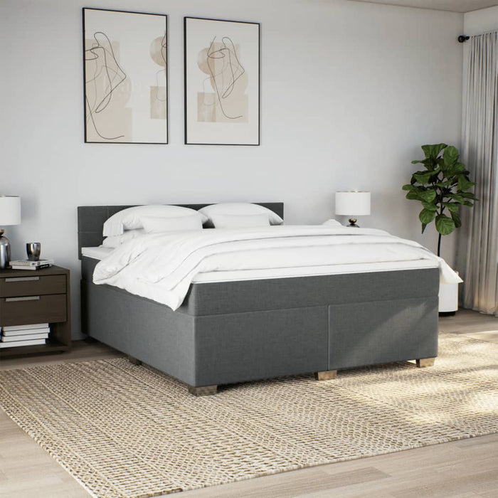 Pat box spring cu saltea, gri închis, 180x200 cm, textil - WALTI WALTI