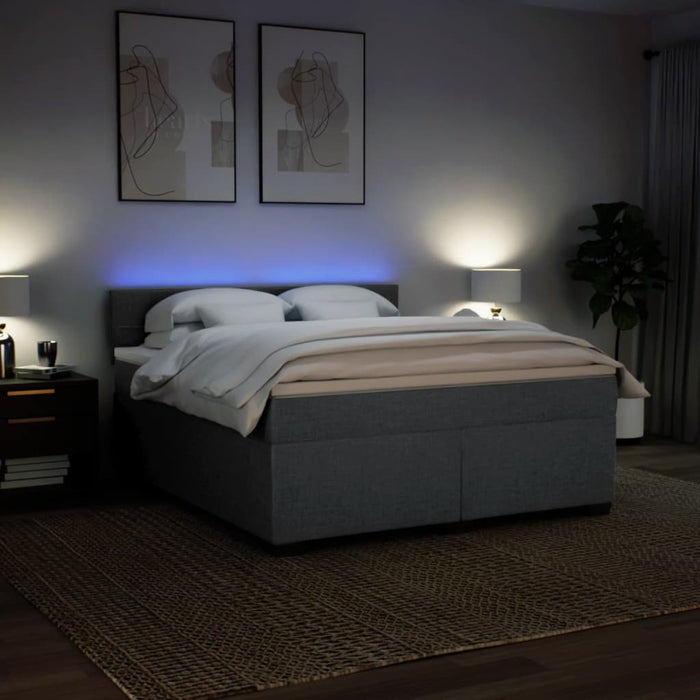 Pat box spring cu saltea, gri închis, 180x200 cm, textil - WALTI WALTI