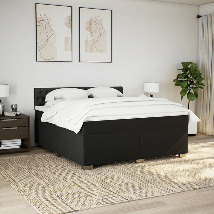 Pat box spring cu saltea, negru, 180x200 cm, catifea - WALTI WALTI
